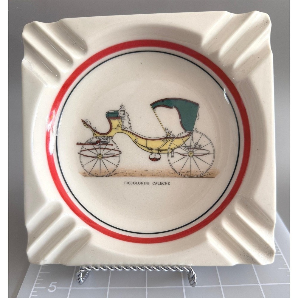 Vintage Piccolomini Caleche Ashtray – Heavy Deco Ceramic – Business Promo